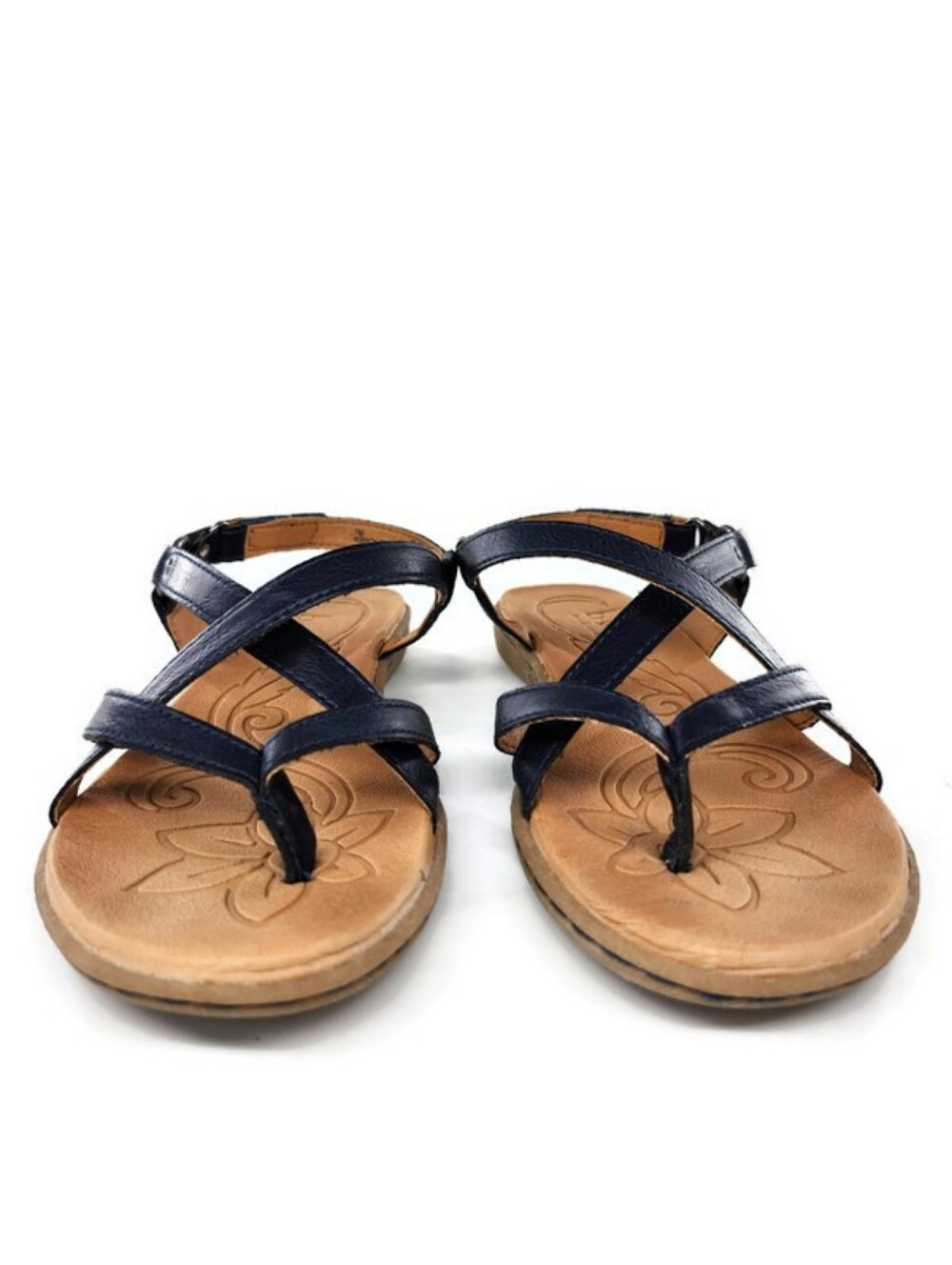 b.o.c. Born Navy Blue Strappy Toe-Post Slingback Flat Sandals - Picture 5 of 11